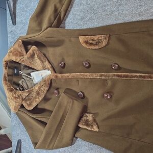 Double-Breasted Midi Wool Blend Pea Coat